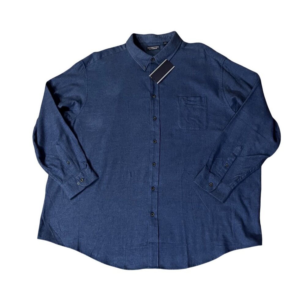 Roundtree & Yorke 4XB Portuguese Flannel Shirt Navy Blue Button Down NEW - Picture 16 of 16